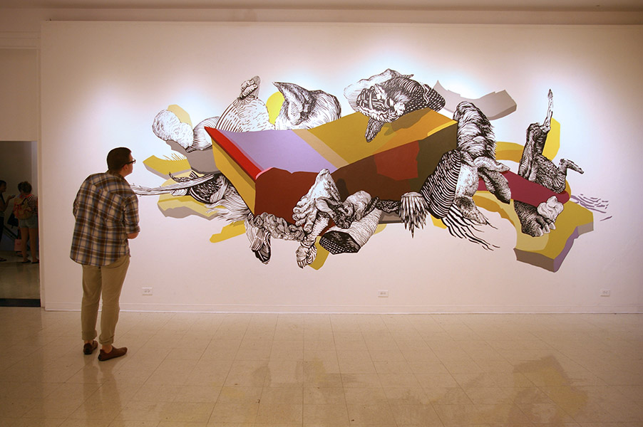 "Weight of Evolution" from "Seven: A Performative Drawing Project", Montserrat College of Art, 12 x 27' wall, 2012